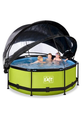 Басейн з куполом і тентом EXIT лайм 244 х 76 см